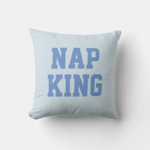 Nap King Chiste Humor Cojín decorativo azul