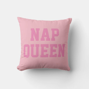 Nap Queen   Chiste Humor Cojín decorativo rosa