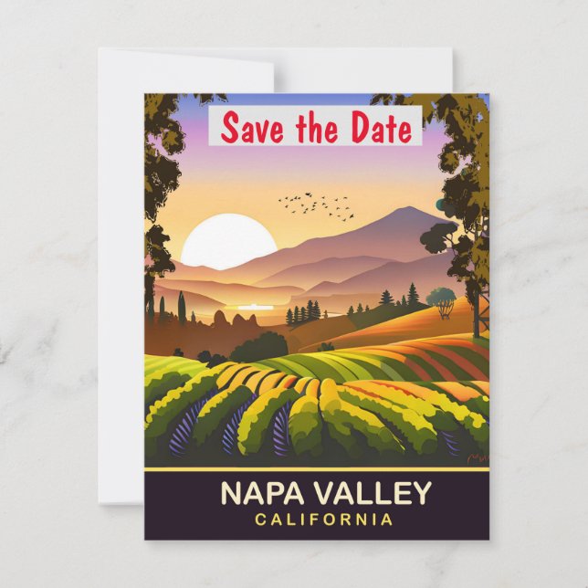 Napa Valley, California, postal de viaje, (Anverso)