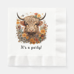 Napkin de vaca Highland, cumpleaños, servilleta de