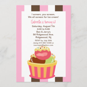 Napolitano Ice Cream Sundae Invitación de cumpleañ