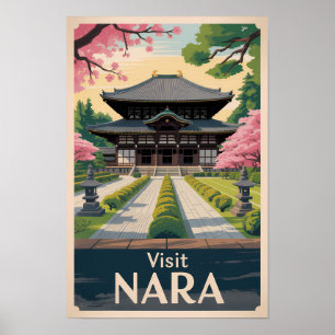 Nara Japón Ilustración Viaje Arte Vintage