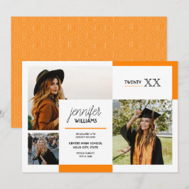 Naranja 3 Invitación de Graduación de Foto