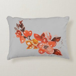 Naranja acuarela Almohada de acento floral