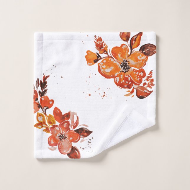 Naranja acuarela espejo de flores compacto (Toallita)