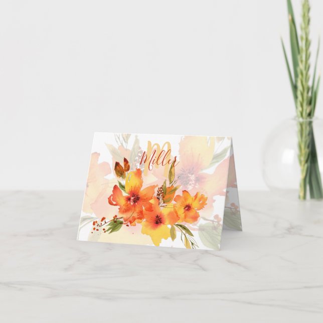 Naranja acuarela otoño floral personalizado  (Anverso)