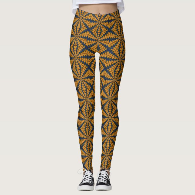 Naranja Africano Daisy Leggings (Anverso)