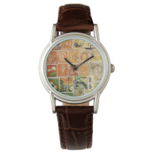Naranja al atardecer reloj verde de pulsera, estam