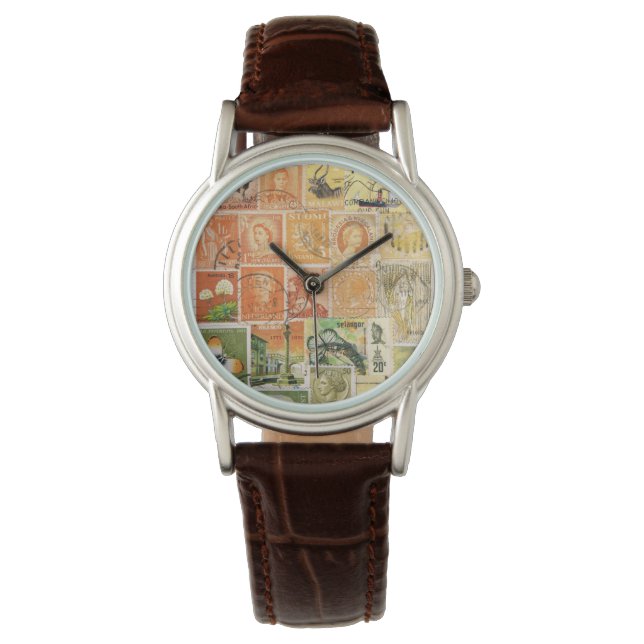 Naranja al atardecer reloj verde de pulsera, estam (Anverso)