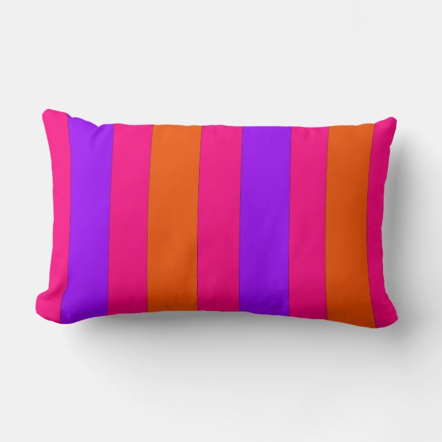 Naranja, almohada de rayas rosadas y moradas (Anverso)
