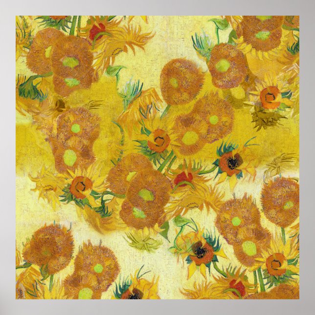 Naranja amarillo de arte moderno girasoles pintura (Frente)