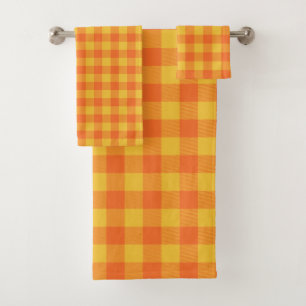 Naranja Amarillo del patrón de Tartán retro 