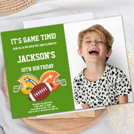 Naranja Amarillo Futbol Invitación al cumpleaños f