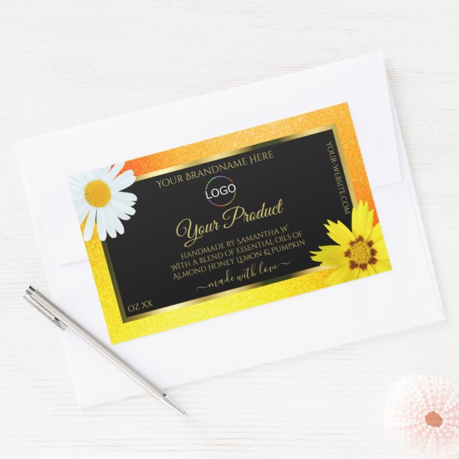 Naranja amarillo Purpurina Etiqueta del producto n (Sobre)