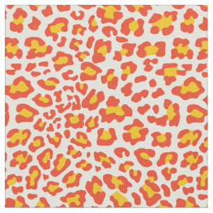 Naranja, amarillo, tela blanca del leopardo