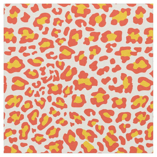Naranja, amarillo, tela blanca del leopardo (De cerca)