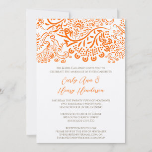 Naranja Amor Aves Invitación a la Boda