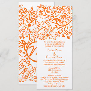Naranja Amor Aves Invitación a la Boda