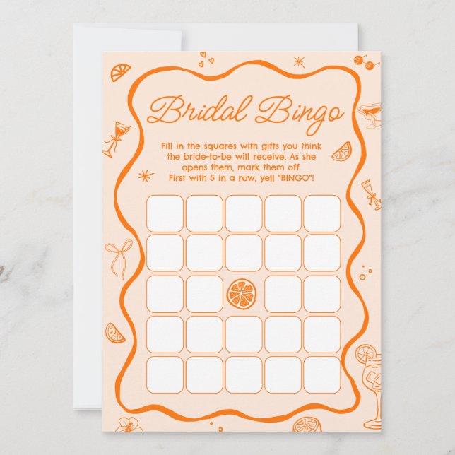 Naranja Aperol Spritz Bridal Shower Bingo Tarjeta  (Anverso)