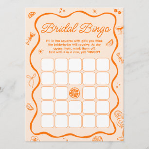 Naranja Aperol Spritz Bridal Shower Bingo Tarjeta 