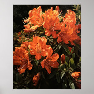 Naranja Azalea Flores Poster de impresión de arte