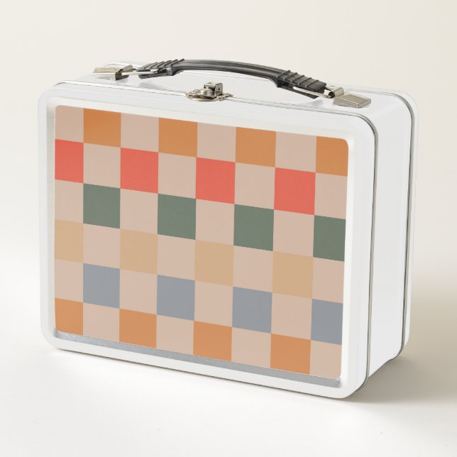 Naranja azul beige Brown Checkered Gingham Pattern (Anverso)