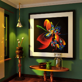 Naranja azul Floral Moderno Resumen Patrón de arte