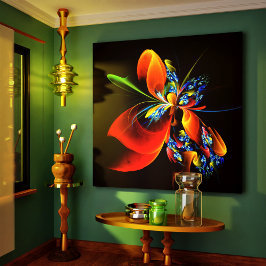 Naranja azul Floral Moderno Resumen Patrón de arte