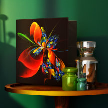 Naranja azul Floral Moderno Resumen Patrón de arte