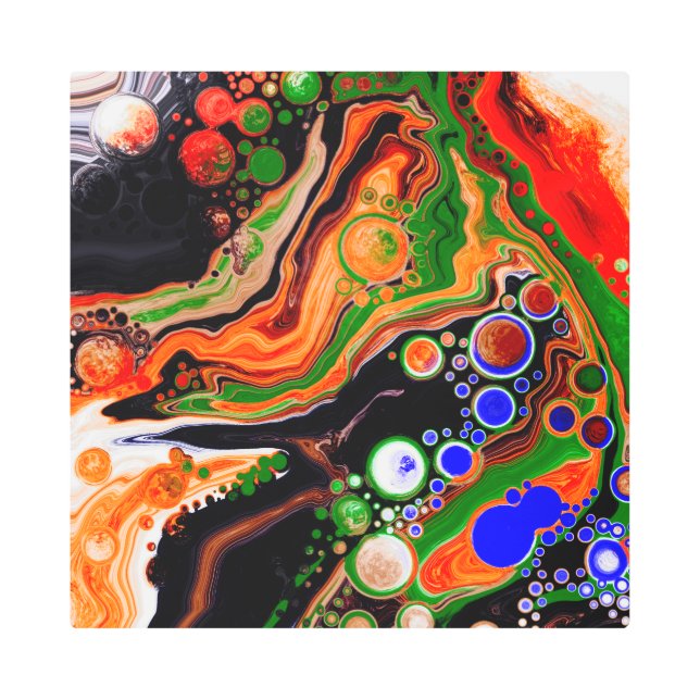 Naranja, azul, negro, arte fluido digital (Anverso)
