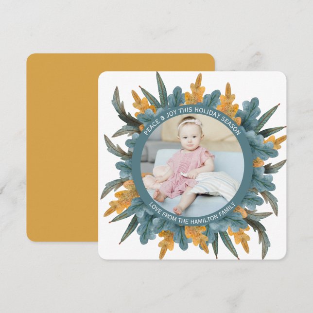 Naranja azul personalizado navidad deja foto (Anverso / Reverso)