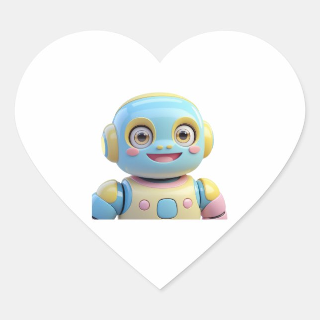 naranja azul sonriendo pegatinas robot (Anverso)