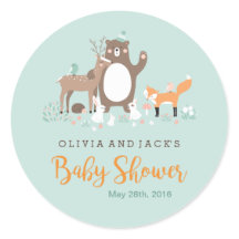 Naranja Baby Shower Pegatina de la Fábrica de la M