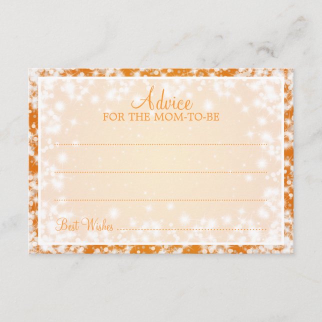 Naranja Baby Shower Winter Sparkle con tarjeta de  (Anverso)