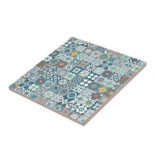 naranja baldosa marroquí y turquesa claro