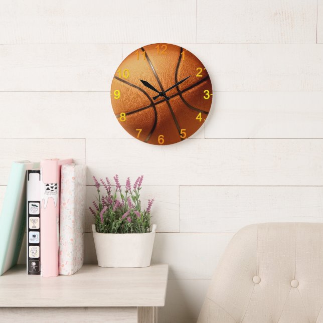 Naranja Big Pimply Baloncesto, reloj de pared (Sala de lectura)
