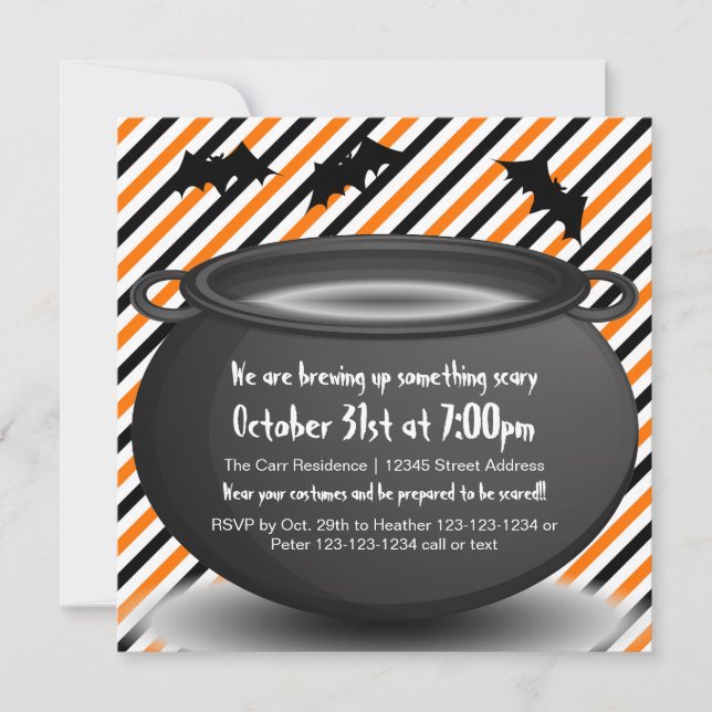 Naranja/Black Kettle - Invitación de la fiesta de  (Anverso)