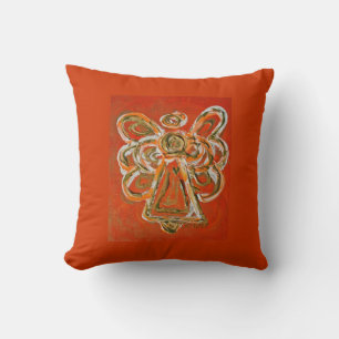Naranja, blanco, Cojín decorativo decorativo Angel