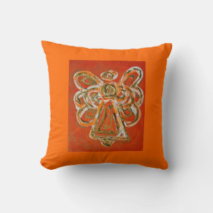 Naranja, blanco, Cojín decorativo decorativo Angel