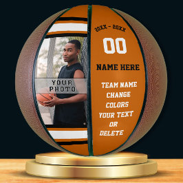 Naranja, blanco, foto negra personalizada de balon