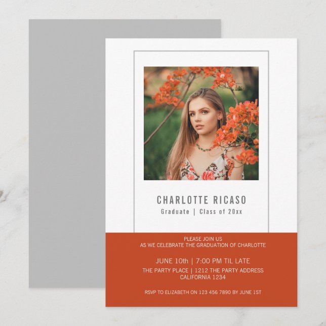 Naranja blanco personalizado de plantilla de foto  (Anverso / Reverso)