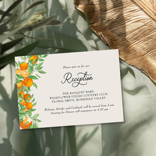 Naranja Blossom Citrus Wedding Recepcion (Reception Cards from the Orange Blossom Wedding Collection by Darling & May)