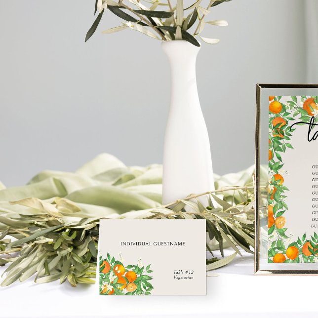 Naranja Blossom Impreso Tarjeta de Lugar de Invita (Name Place Cards from the Orange Blossom Wedding Collection by Darling & May)