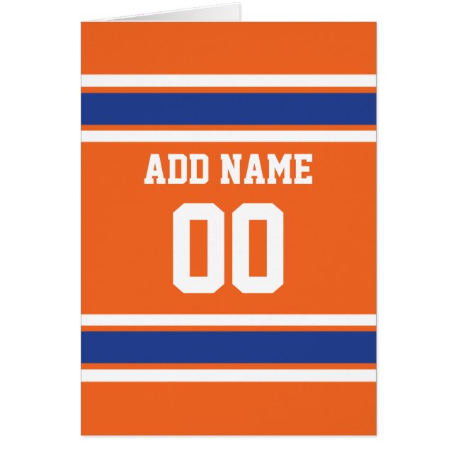 Naranja Blue Sports Jersey con nombre y número (Frente)