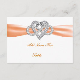Naranja Boda Infinity Cardíaco tarjeta de lugar de