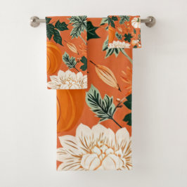 Naranja Boho Calabaza Patrón floral otoñal