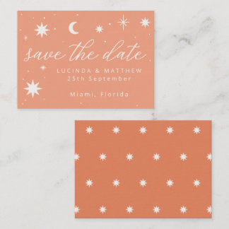 Naranja Boho Starry Wedding Guardar la tarjeta de