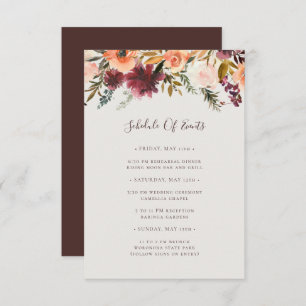 Naranja Borgoña Floral   Programa Beige de eventos