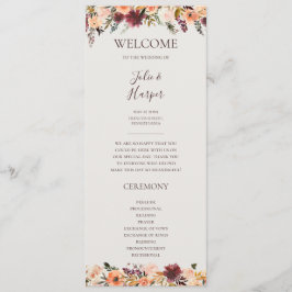Naranja Borgoña Floral | Programa de Bodas Beige