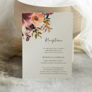 Naranja Borgoña Floral   Recepción de boda beige